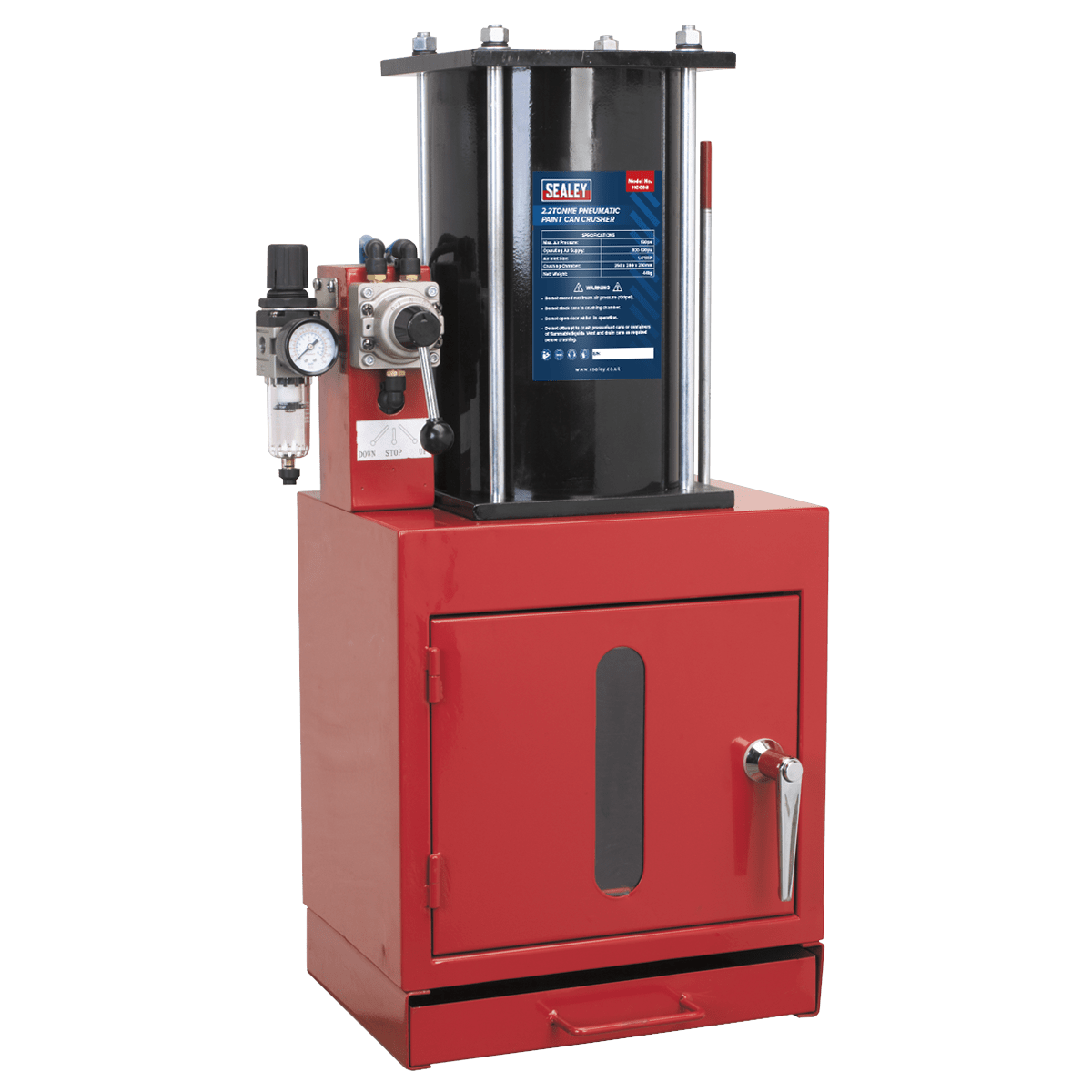 Sealey HCC08 Pneumatic Paint Can Crusher 2.2tonne - HCC08 - Sealey Tools UK - Trade Counter Direct