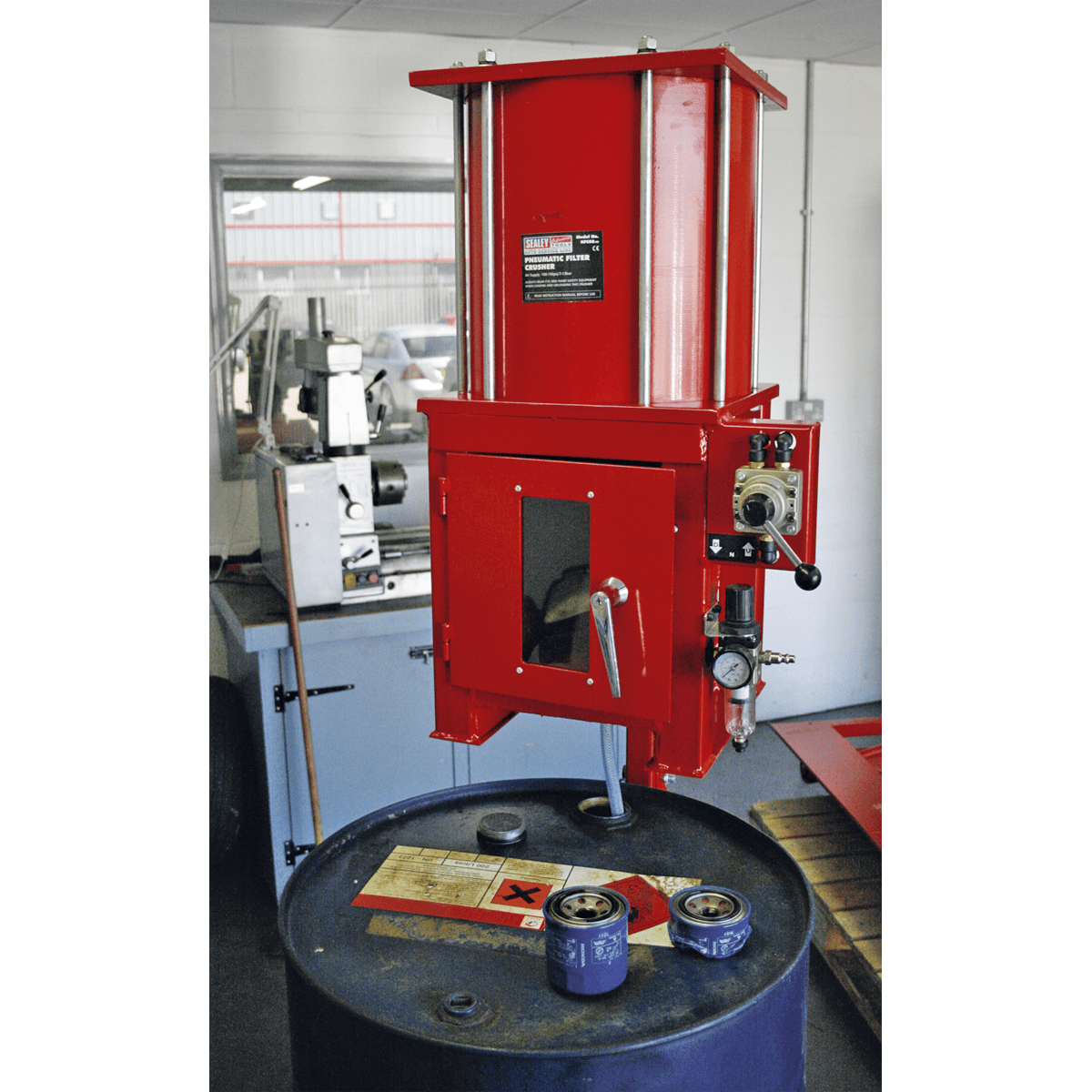 Sealey HFC08 Pneumatic Oil Filter Crusher - HFC08 - Sealey Tools UK - Trade Counter Direct