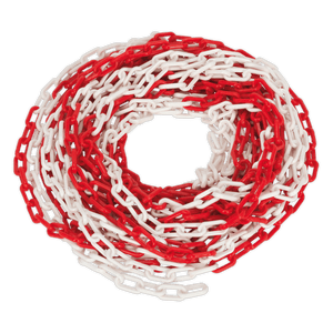Sealey HSC25M Plastic Chain 25m x 6mm - Red/White - HSC25M - Sealey Tools UK - Trade Counter Direct