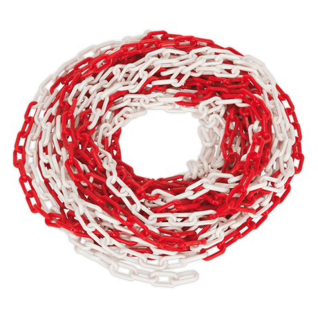 Sealey HSC25M Plastic Chain 25m x 6mm - Red/White - HSC25M - Sealey Tools UK - Trade Counter Direct