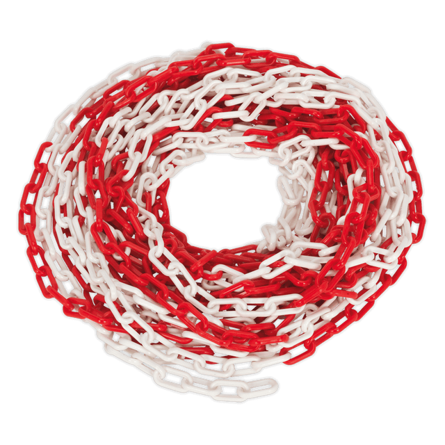 Sealey HSC25M Plastic Chain 25m x 6mm - Red/White - HSC25M - Sealey Tools UK - Trade Counter Direct