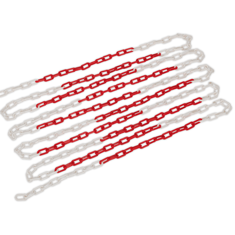 Sealey HSC25M Plastic Chain 25m x 6mm - Red/White - HSC25M - Sealey Tools UK - Trade Counter Direct