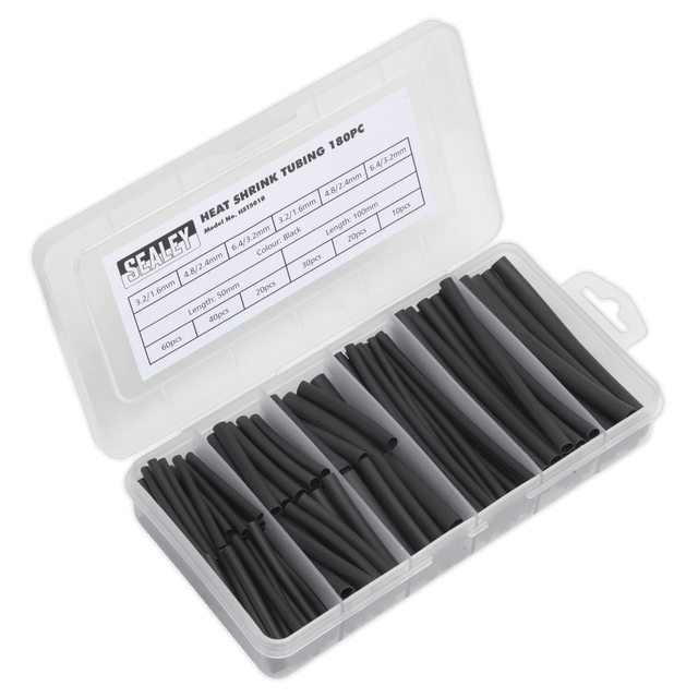 Sealey HST501B Heat Shrink Tubing Assortment 180pc 50 & 100mm Black - HST501B - Sealey Tools UK - Trade Counter Direct
