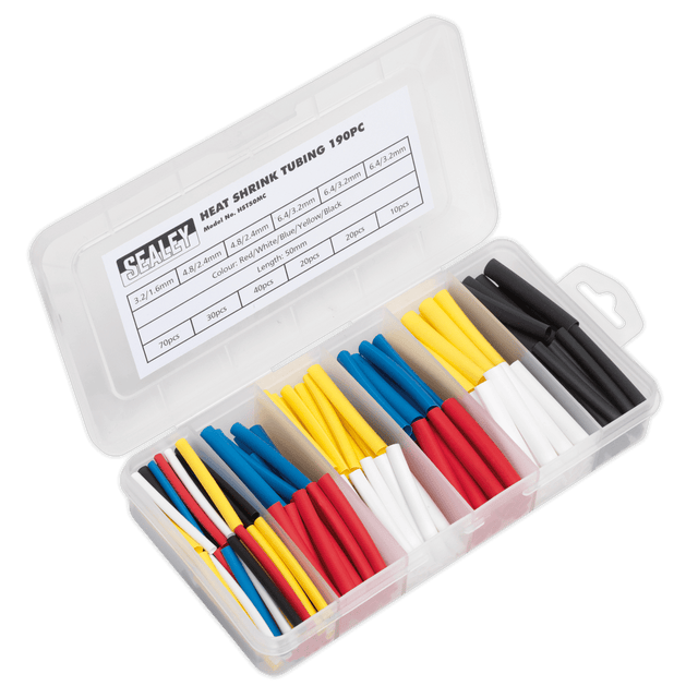 Sealey HST50MC Heat Shrink Tubing Assortment 190pc 50mm Mixed Colours - HST50MC - Sealey Tools UK - Trade Counter Direct