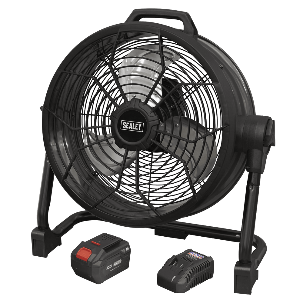 Sealey HVD16CCOMBO 2 - in - 1 Cordless/Corded 16" High Velocity Drum Fan 20V SV20 Series Kit - HVD16CCOMBO - Sealey Tools UK - Trade Counter Direct