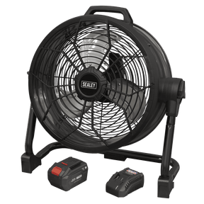 Sealey HVD16CCOMBO 2 - in - 1 Cordless/Corded 16" High Velocity Drum Fan 20V SV20 Series Kit - HVD16CCOMBO - Sealey Tools UK - Trade Counter Direct
