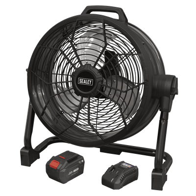 Sealey HVD16CCOMBO 2 - in - 1 Cordless/Corded 16" High Velocity Drum Fan 20V SV20 Series Kit - HVD16CCOMBO - Sealey Tools UK - Trade Counter Direct