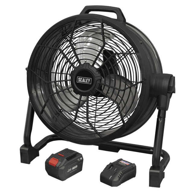 Sealey HVD16CCOMBO 2 - in - 1 Cordless/Corded 16" High Velocity Drum Fan 20V SV20 Series Kit - HVD16CCOMBO - Sealey Tools UK - Trade Counter Direct
