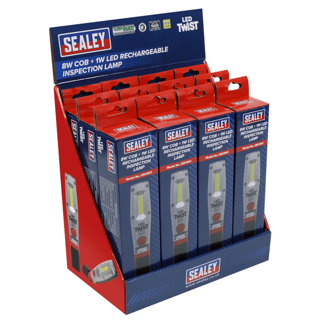 Sealey LED1001DB Rechargeable Inspection Light 8W LED - Display Box of 12 - LED1001DB - Sealey Tools UK - Trade Counter Direct