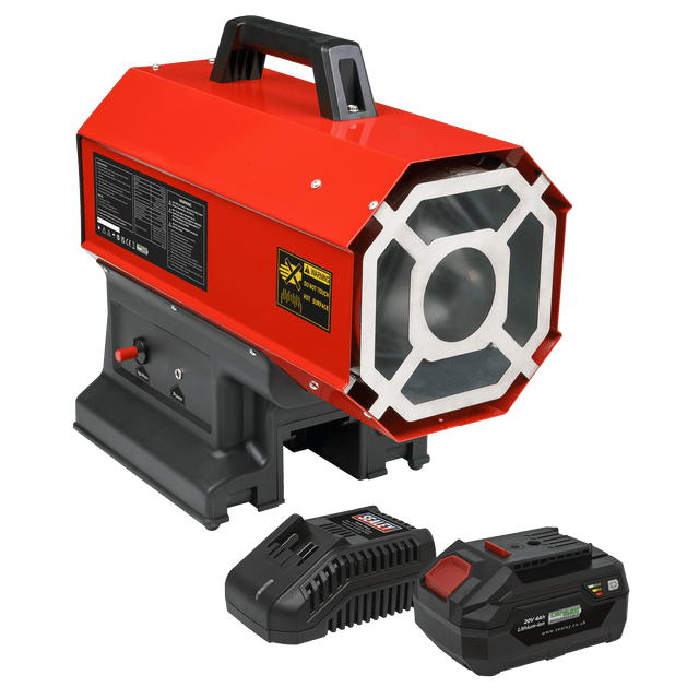 Sealey LP69CCOMBO 2 - in - 1 Cordless/Corded Space Warmer® 30,000 - 68,000Btu/hr(9 - 20kW) Propane Heater Kit - LP69CCOMBO - Sealey Tools UK - Trade Counter Direct