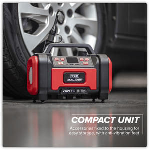 Sealey MAC13DR Rechargeable Tyre Inflator & High Volume Air Pump 12V - MAC13DR - Sealey Tools UK - Trade Counter Direct