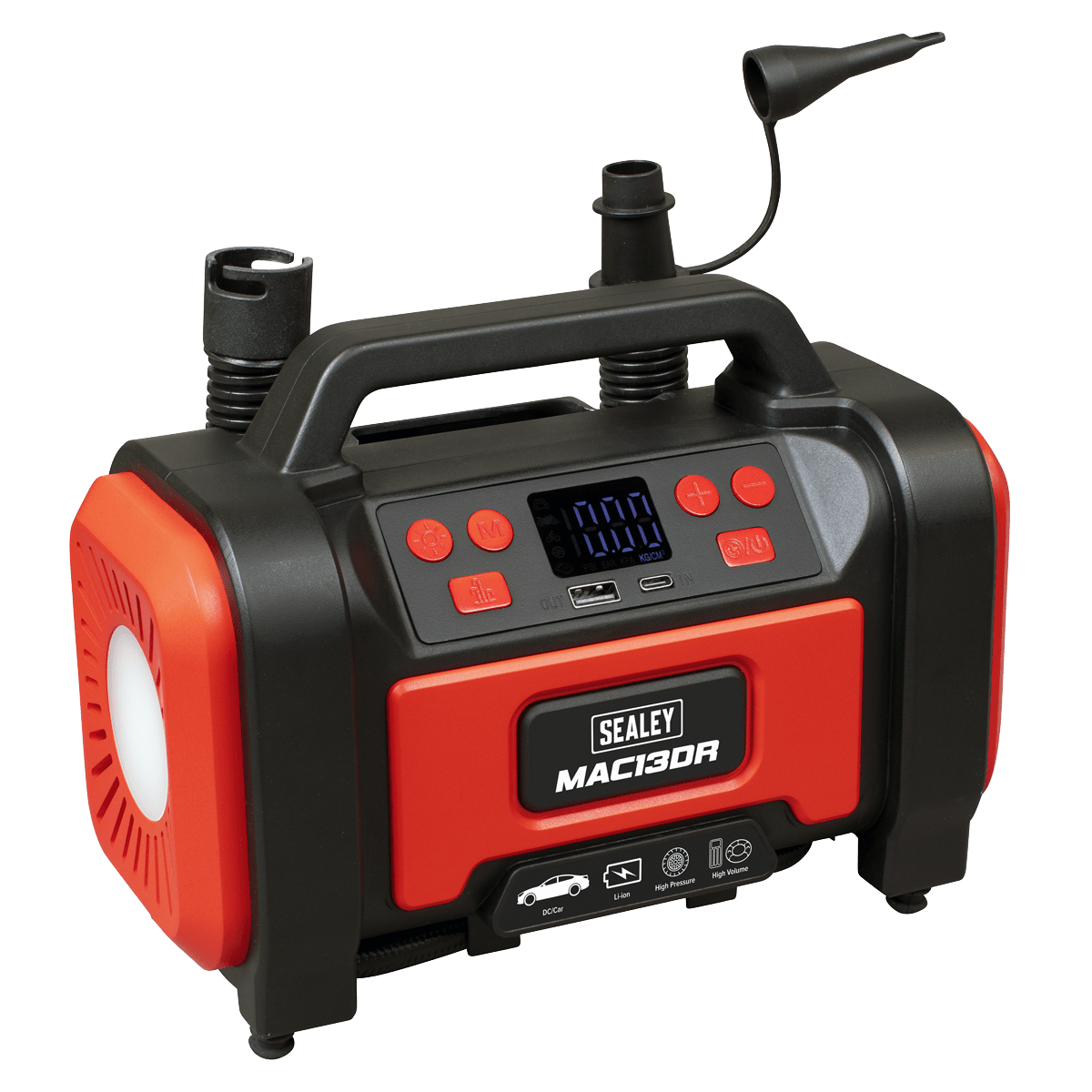 Sealey MAC13DR Rechargeable Tyre Inflator & High Volume Air Pump 12V - MAC13DR - Sealey Tools UK - Trade Counter Direct