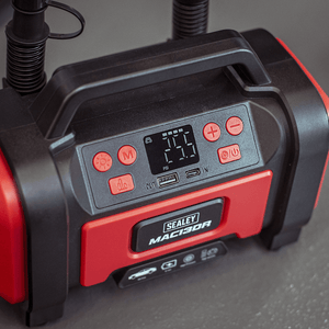 Sealey MAC13DR Rechargeable Tyre Inflator & High Volume Air Pump 12V - MAC13DR - Sealey Tools UK - Trade Counter Direct