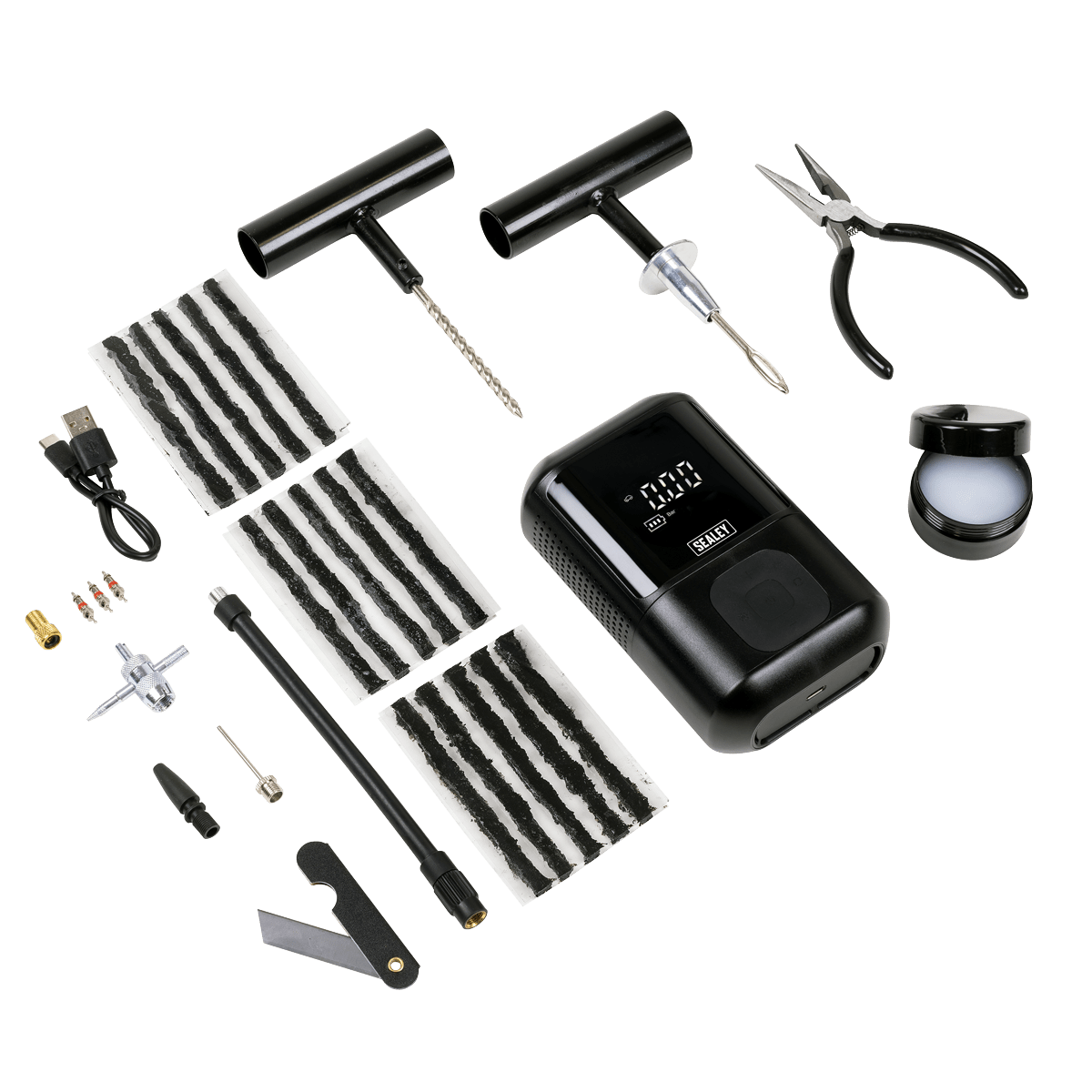 Sealey MAC24 Temporary Puncture Repair Kit & Rechargeable Tyre Inflator - MAC24 - Sealey Tools UK - Trade Counter Direct