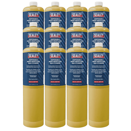 Sealey MAPP/40012 Disposable MAPP Propylene Gas Cylinder - Pack of 12 - MAPP/40012 - Sealey Tools UK - Trade Counter Direct