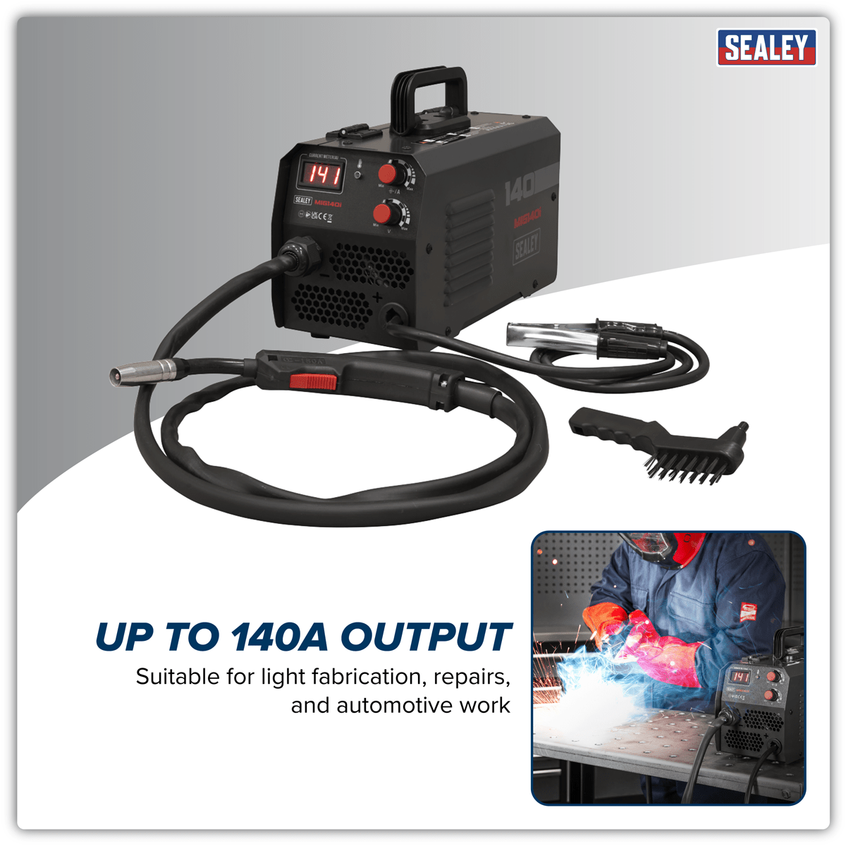 Sealey MIG140I Flux Cored Gasless MIG Inverter Welder 140A - MIG140I - Sealey Tools UK - Trade Counter Direct