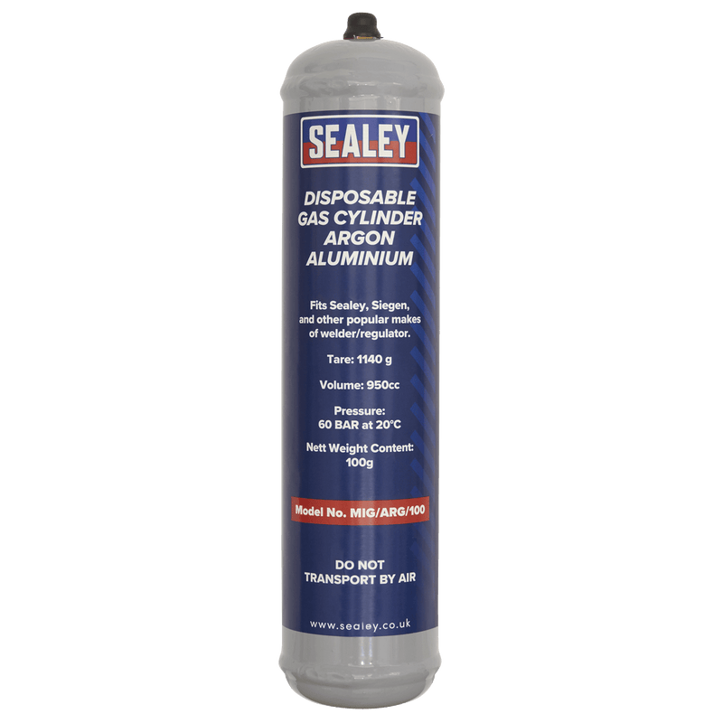 Sealey MIG/ARG/100 Disposable Argon Gas Cylinder 100g - MIG/ARG/100 - Sealey Tools UK - Trade Counter Direct
