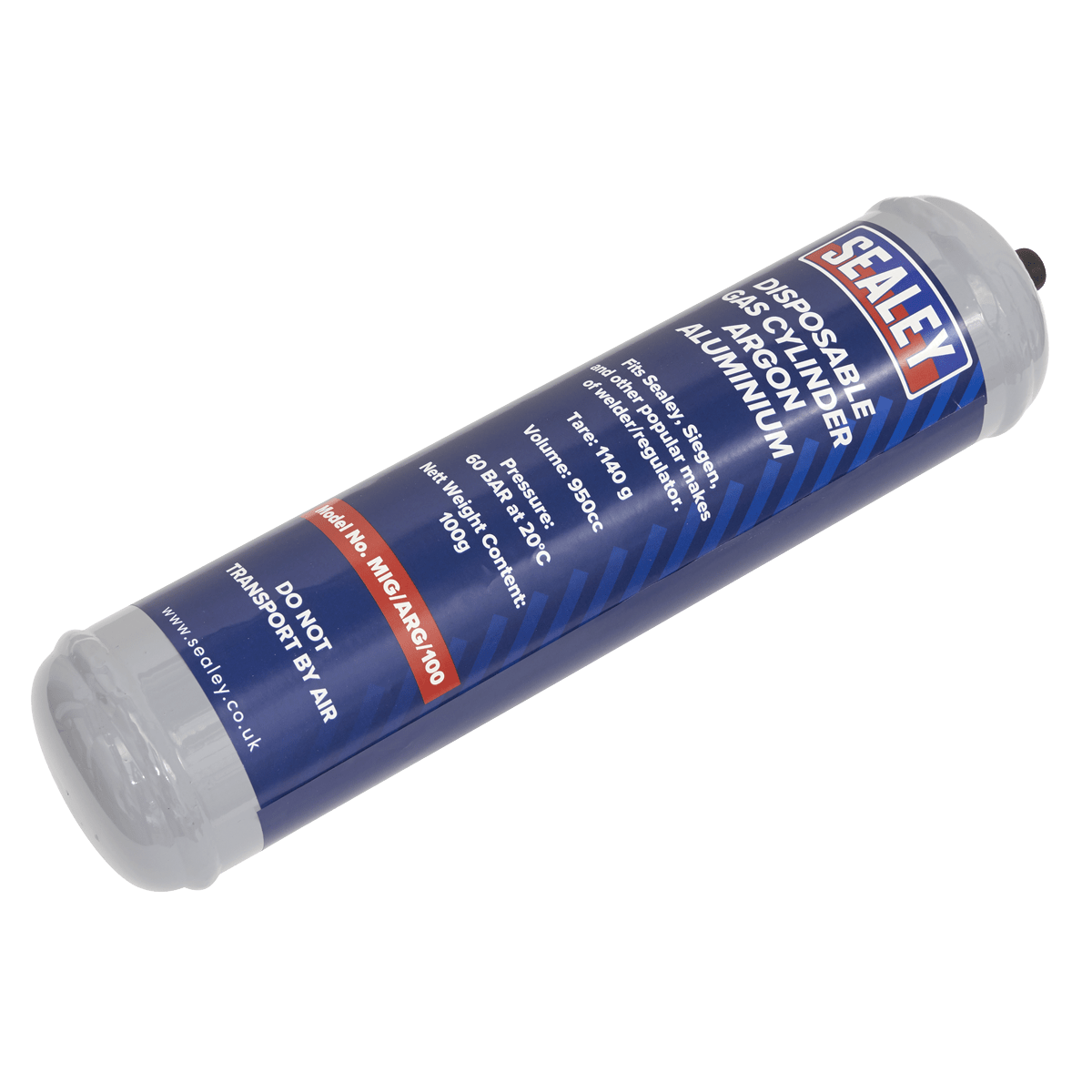 Sealey MIG/ARG/100/12 Disposable Argon Gas Cylinder 100g - Box of 12 - MIG/ARG/100/12 - Sealey Tools UK - Trade Counter Direct