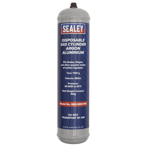 Sealey MIG/ARG/100/12 Disposable Argon Gas Cylinder 100g - Box of 12 - MIG/ARG/100/12 - Sealey Tools UK - Trade Counter Direct