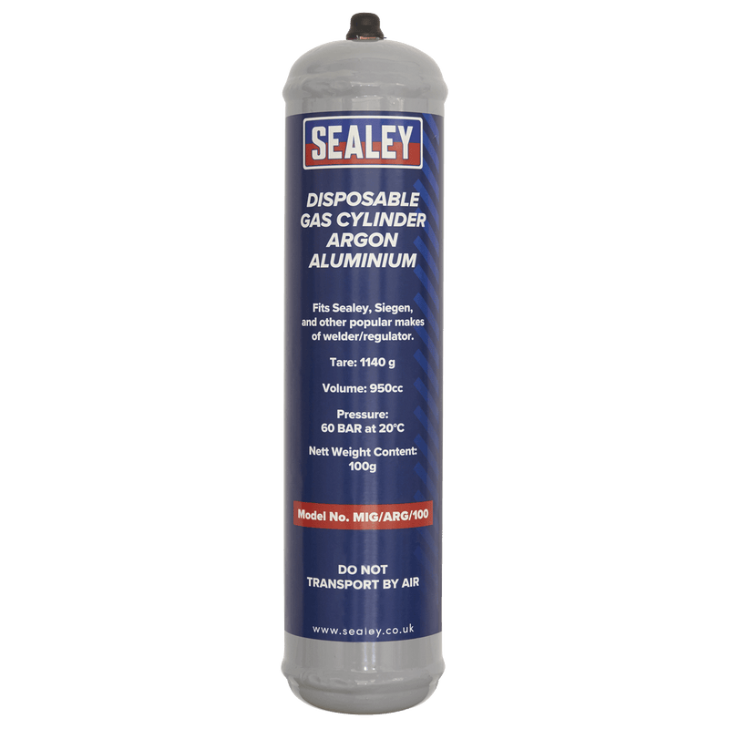 Sealey MIG/ARG/100/12 Disposable Argon Gas Cylinder 100g - Box of 12 - MIG/ARG/100/12 - Sealey Tools UK - Trade Counter Direct