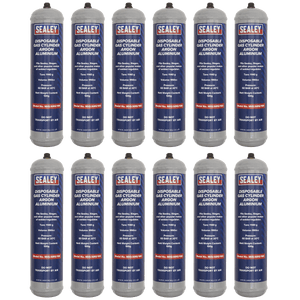 Sealey MIG/ARG/100/12 Disposable Argon Gas Cylinder 100g - Box of 12 - MIG/ARG/100/12 - Sealey Tools UK - Trade Counter Direct