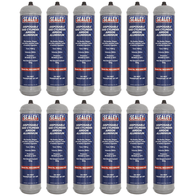 Sealey MIG/ARG/100/12 Disposable Argon Gas Cylinder 100g - Box of 12 - MIG/ARG/100/12 - Sealey Tools UK - Trade Counter Direct
