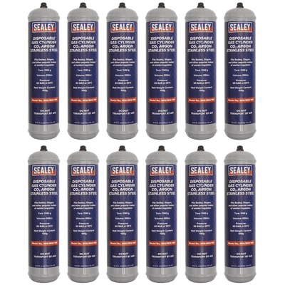 Sealey MIG/MIX/100/12 Disposable Carbon Dioxide/Argon Gas Cylinder 100g - Box of 12 - MIG/MIX/100/12 - Sealey Tools UK - Trade Counter Direct