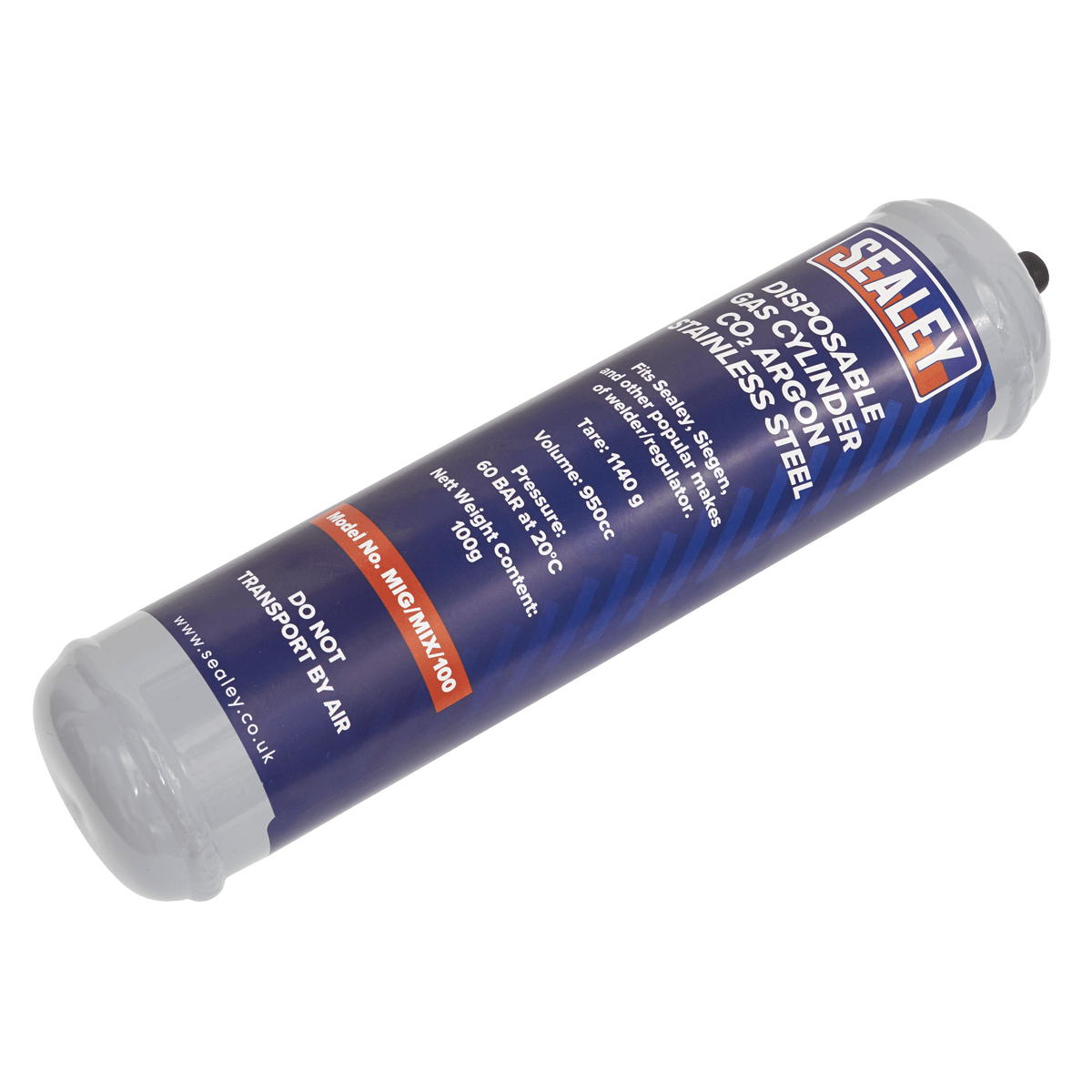 Sealey MIG/MIX/100/12 Disposable Carbon Dioxide/Argon Gas Cylinder 100g - Box of 12 - MIG/MIX/100/12 - Sealey Tools UK - Trade Counter Direct