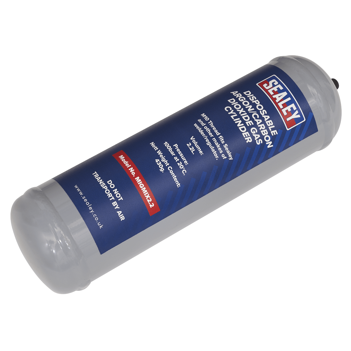 Sealey MIGMIX2.24 Disposable Argon/Carbon Dioxide Gas Cylinder 430g, 2.2L - Pack of 4 - MIGMIX2.24 - Sealey Tools UK - Trade Counter Direct