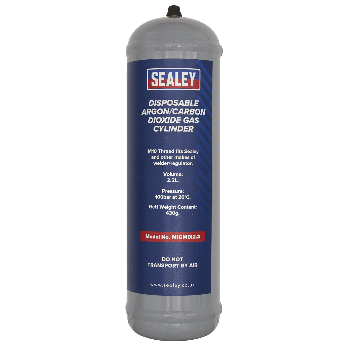 Sealey MIGMIX2.24 Disposable Argon/Carbon Dioxide Gas Cylinder 430g, 2.2L - Pack of 4 - MIGMIX2.24 - Sealey Tools UK - Trade Counter Direct