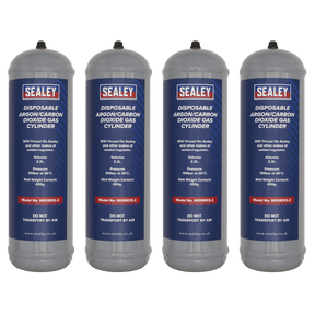 Sealey MIGMIX2.24 Disposable Argon/Carbon Dioxide Gas Cylinder 430g, 2.2L - Pack of 4 - MIGMIX2.24 - Sealey Tools UK - Trade Counter Direct