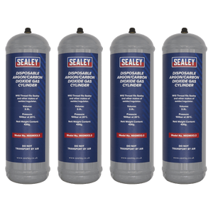 Sealey MIGMIX2.24 Disposable Argon/Carbon Dioxide Gas Cylinder 430g, 2.2L - Pack of 4 - MIGMIX2.24 - Sealey Tools UK - Trade Counter Direct