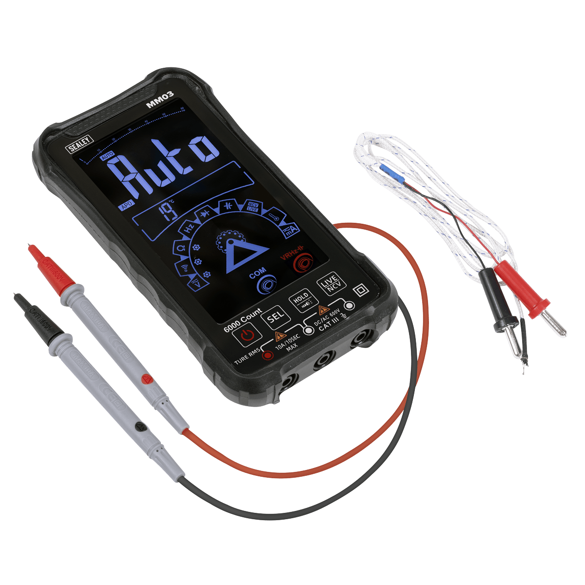 Sealey MM03 Touchscreen Rechargeable Auto-Ranging Digital Smart Multimeter 10-Function - MM03 - Sealey Tools UK - Trade Counter Direct