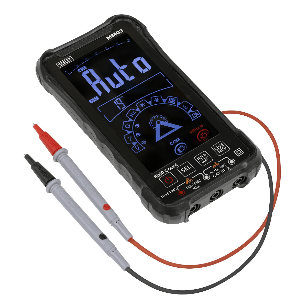 Sealey MM03 Touchscreen Rechargeable Auto-Ranging Digital Smart Multimeter 10-Function - MM03 - Sealey Tools UK - Trade Counter Direct