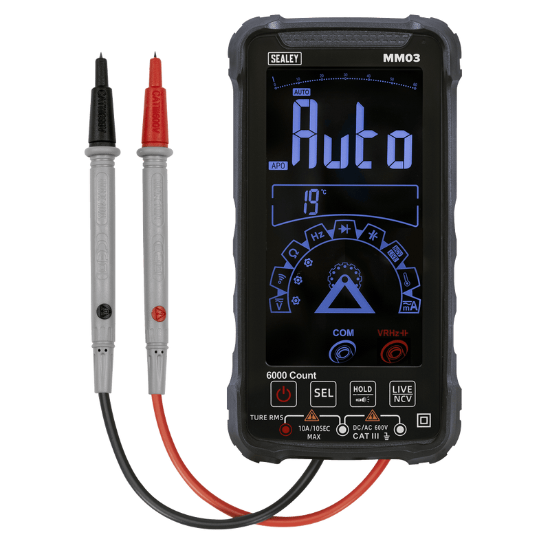 Sealey MM03 Touchscreen Rechargeable Auto-Ranging Digital Smart Multimeter 10-Function - MM03 - Sealey Tools UK - Trade Counter Direct