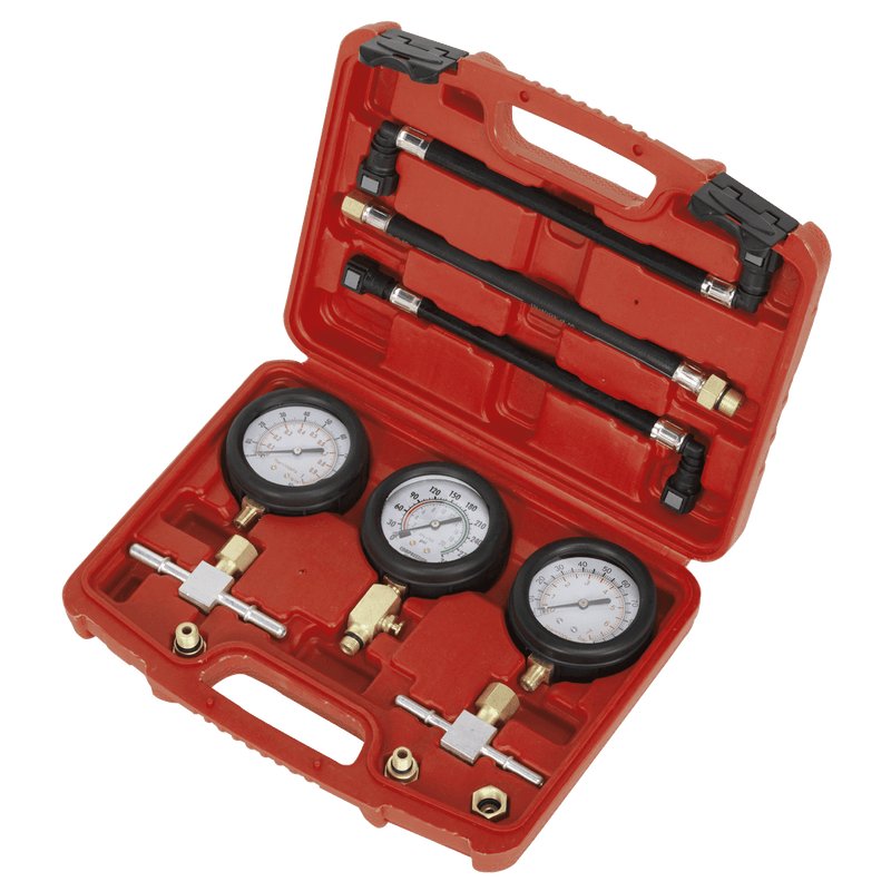 Sealey MS100 Motorcycle Compression & Fuel Pressure Gauge Set 3pc - MS100 - Sealey Tools UK - Trade Counter Direct