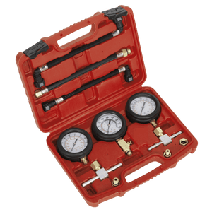 Sealey MS100 Motorcycle Compression & Fuel Pressure Gauge Set 3pc - MS100 - Sealey Tools UK - Trade Counter Direct