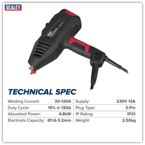 Sealey MWH120I Handheld MMA/ARC Inverter Welder 120A - MWH120I - Sealey Tools UK - Trade Counter Direct