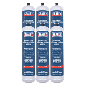 Sealey OX/1006 Disposable Oxygen Cylinder 950ml - Pack of 6 - OX/1006 - Sealey Tools UK - Trade Counter Direct