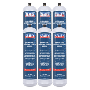 Sealey OX/1006 Disposable Oxygen Cylinder 950ml - Pack of 6 - OX/1006 - Sealey Tools UK - Trade Counter Direct