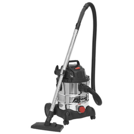 Sealey PC200SD 20L Wet & Dry Industrial Vacuum Cleaner 1250W Stainless Drum - PC200SD - Sealey Tools UK - Trade Counter Direct