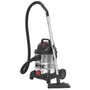 Sealey PC200SD 20L Wet & Dry Industrial Vacuum Cleaner 1250W Stainless Drum - PC200SD - Sealey Tools UK - Trade Counter Direct