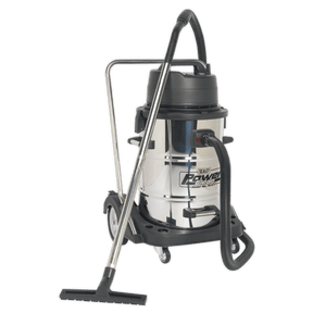 Sealey PC477 Vacuum Cleaner Industrial Wet & Dry 77L Stainless Steel Drum with Swivel Emptying 2400W - PC477 - Sealey Tools UK - Trade Counter Direct