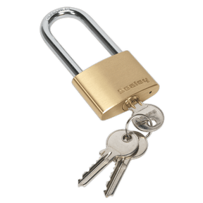 Sealey PL102L Brass Body Padlock Long Shackle 50mm - PL102L - Sealey Tools UK - Trade Counter Direct
