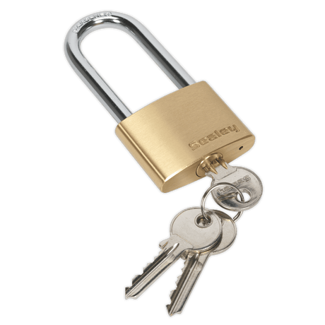 Sealey PL102L Brass Body Padlock Long Shackle 50mm - PL102L - Sealey Tools UK - Trade Counter Direct