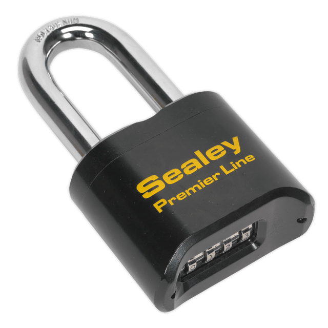 Sealey PL603L Premier™ Steel Body Combination Padlock Long Shackle 62mm - PL603L - Sealey Tools UK - Trade Counter Direct