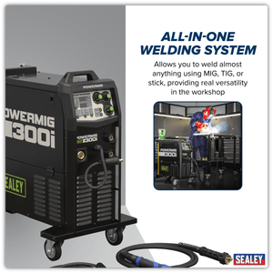 Sealey POWERMIG300I 300A Professional Gas/Gasless MIG/TIG/MMA Inverter Welder 400V 3ph - POWERMIG300I - Sealey Tools UK - Trade Counter Direct