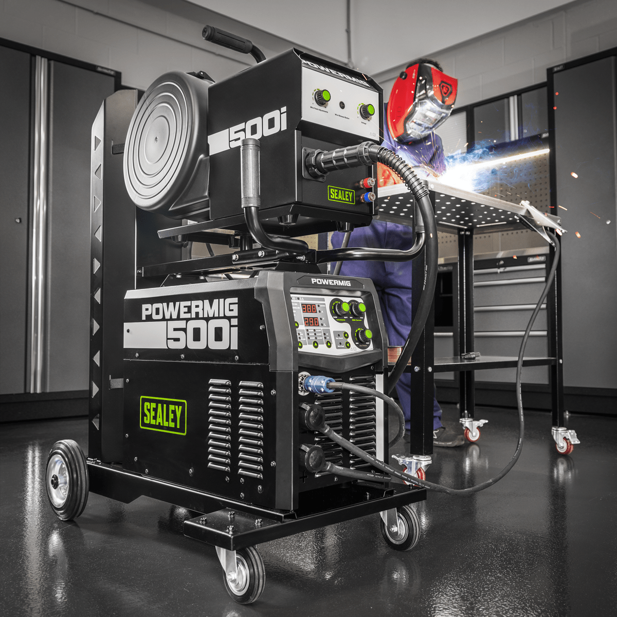Sealey POWERMIG500I 500A Professional Gas/Gasless MIG/TIG/MMA Inverter Welder With Portable Wire Feeder 400V/3ph - POWERMIG500I - Sealey Tools UK - Trade Counter Direct