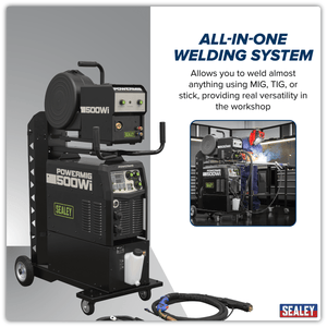Sealey POWERMIG500WI 500A Professional Gas/Gasless MIG/TIG/MMA Inverter Welder with Portable Wire Feeder & Water Cooler 400V 3ph - POWERMIG500WI - Sealey Tools UK - Trade Counter Direct