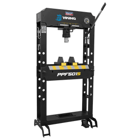 Sealey PPF501S Viking Air/Hydraulic Press 50 Tonne Floor Type with Sliding Ram and Foot Pedal - PPF501S - Sealey Tools UK - Trade Counter Direct